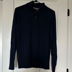 Express Men's Dark Blue Zip-Up Sweater